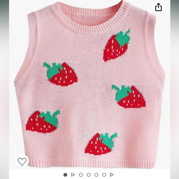 Amazon Tops - Pink Strawberry Sweater Vest | Cute Knit Crop Top | Size S